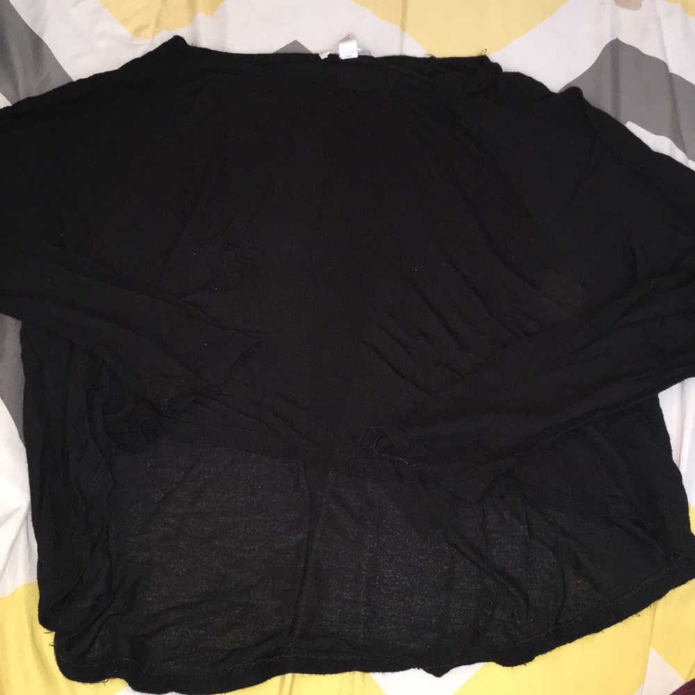 High low crop black long sleeve
